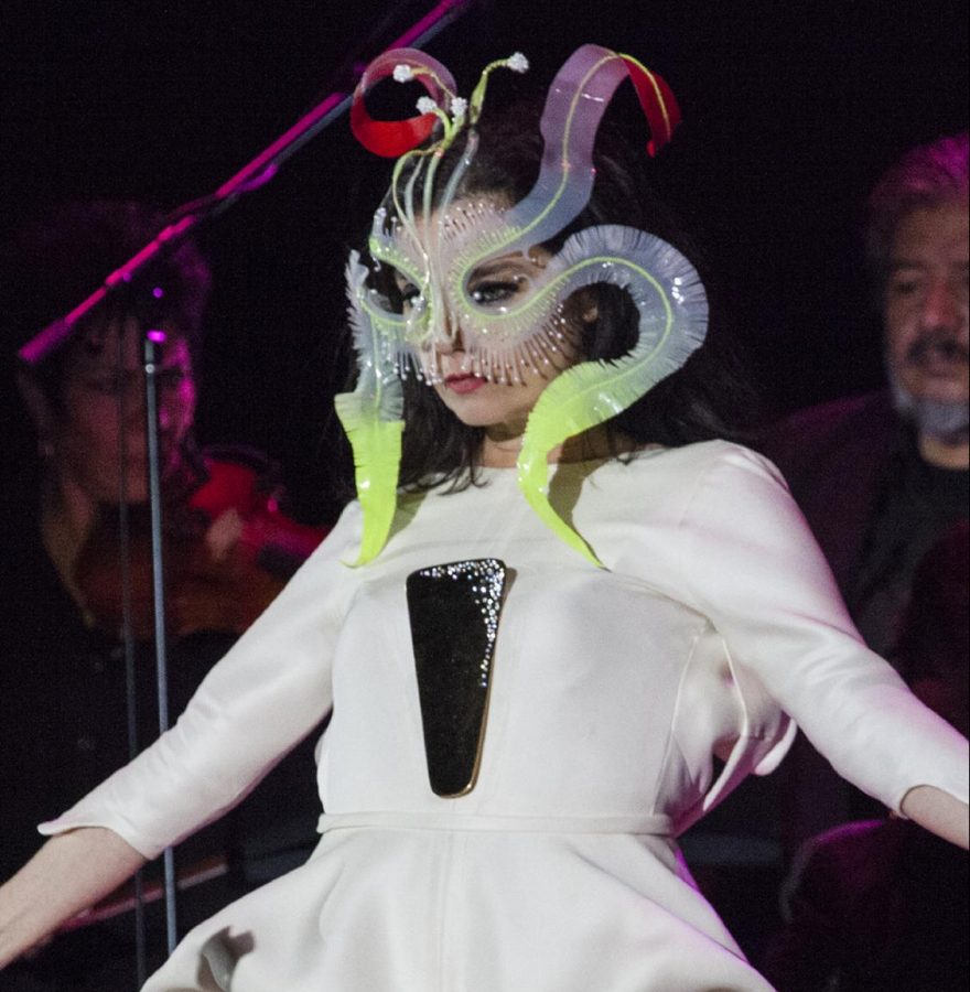 Pictured: Björk performing live in Mexico in March 2017.