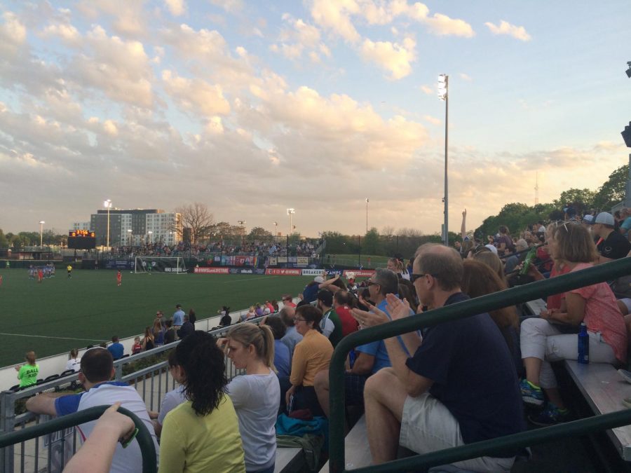 Pictured: A Boston Breakers game at Jordan Field outside the Harvard Stadium.