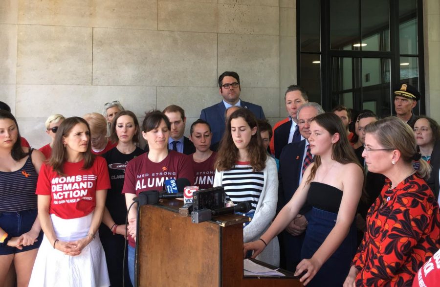 Gracie Thompson, a sophomore, spoke at the press conference.