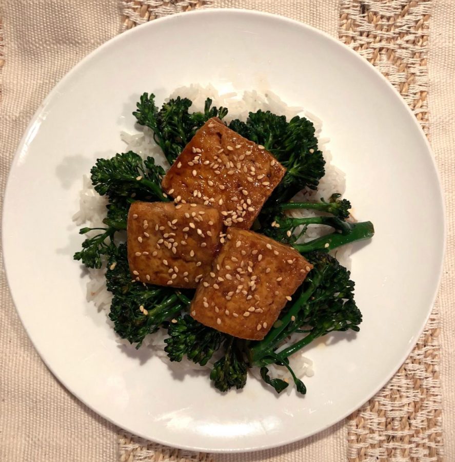 (Actually) Crispy Pan Fried Tofu with Honey-Soy Glaze and Broccoli