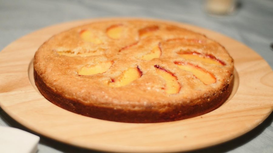 Peach+Custard+Cake