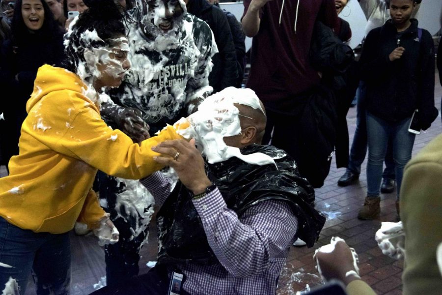 At the Black Student Union’s first “Give Black” event, junior Reham Zeroual broke the world record for most pies thrown in the face in one minute with a total of 111 pies.