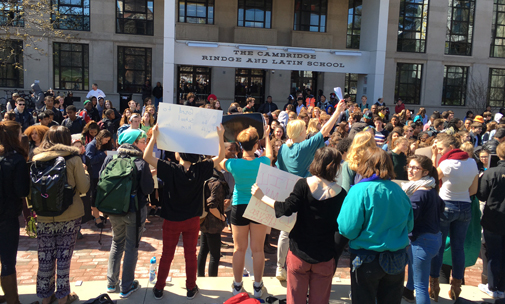 Pictured: The 2016 walkout against sexual harassment at CRLS.