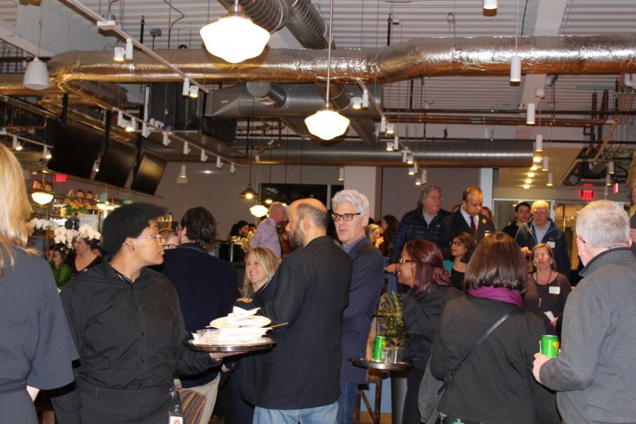 Community members gathered at the Google building for the bash.