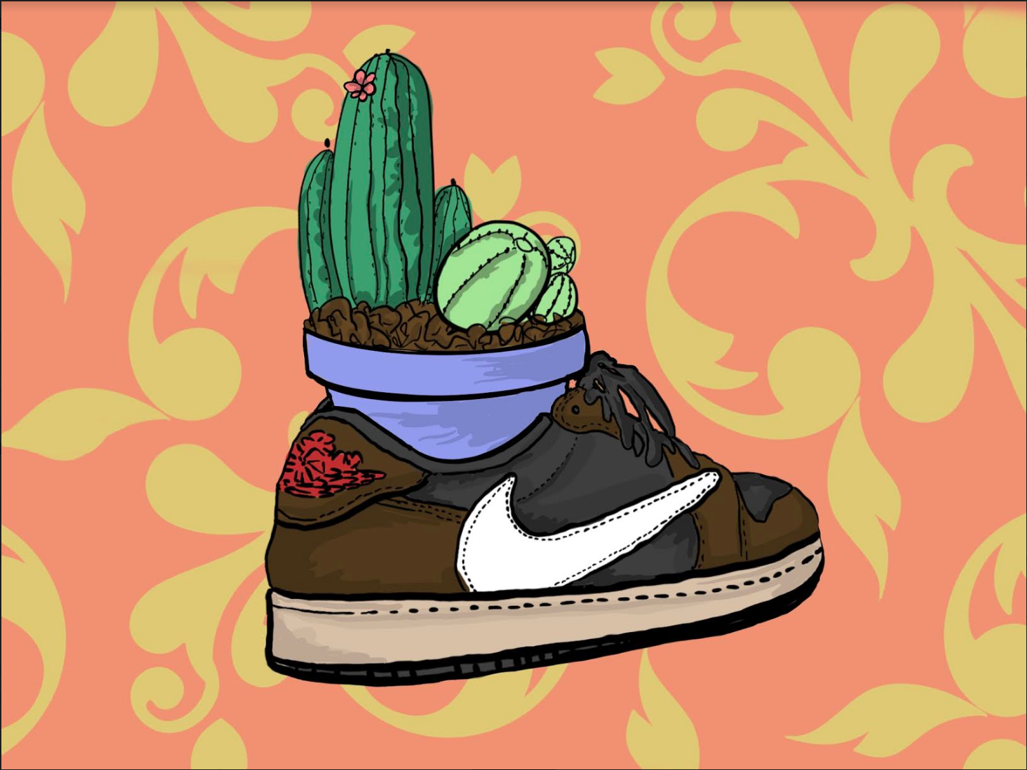 travis scott shoe drawing