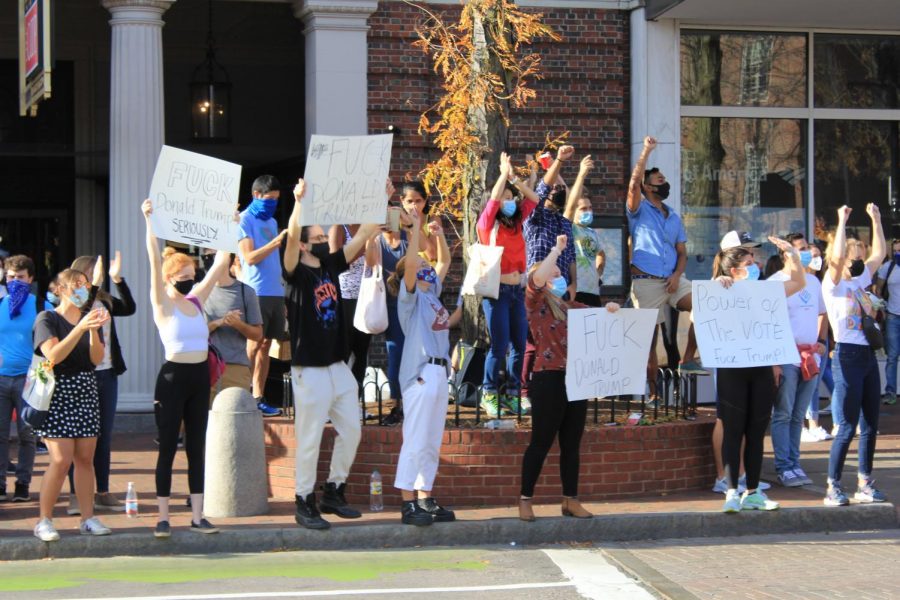 People showed their support for Joe Biden in Harvard Square. 