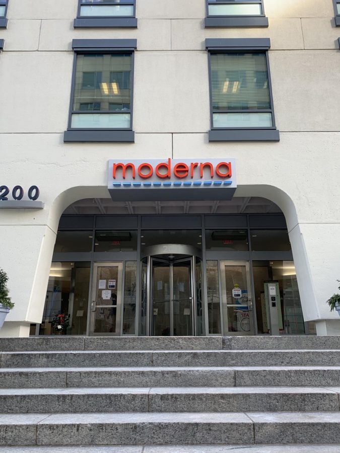 The Moderna headquarters in Cambridge, MA