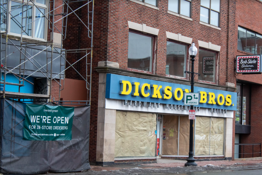 Pictured: Dickinson Bros, former hardware store, on Brattle Street.