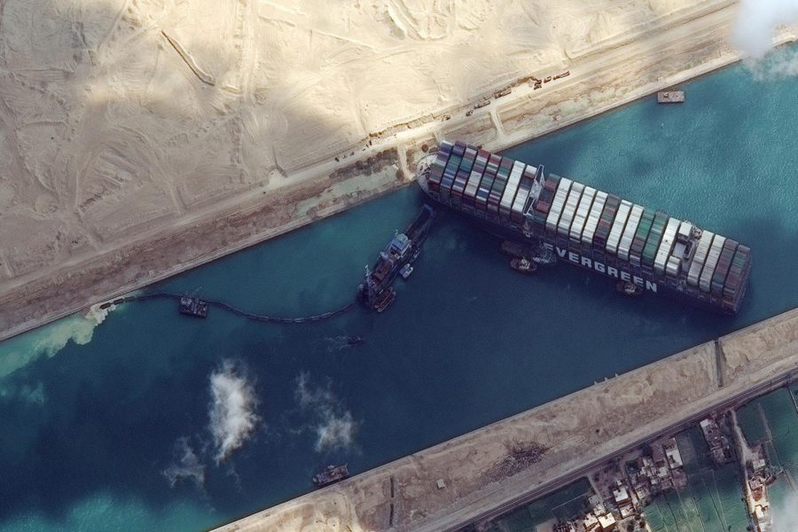 Courtesy of NBC News: The Ever Green ship stuck in the Suez Canal.