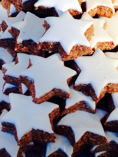 Zimtsterne cookies are a star-shaped winter delight.