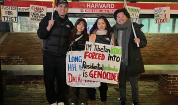 The students protest residential schools to assimilate Tibetan children.